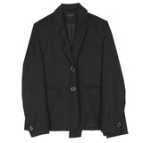 [EAM]  Women Brown Round Hem Split Big Szie Blazer New Lapel Long