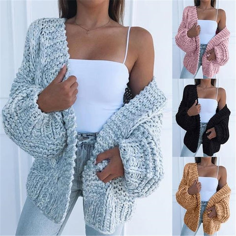 Spring Sweater Women 2020 Plus Size Knitted Fashion Sweater Jacket Black